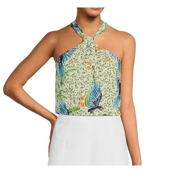 NWT Alex Marie Harper Tank Top Emerald Shores Bird Print  Halter Blouse Size XL - Picture 1 of 5